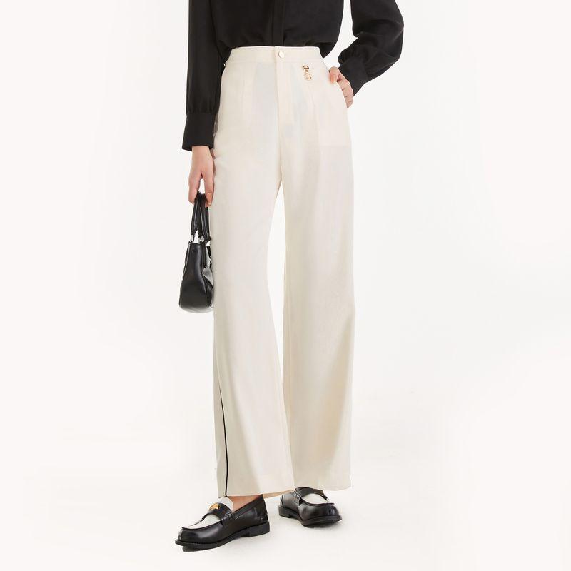 

Obeg Workplace High Waist Wide Leg Pants Drape Normcore Suit Pants 10443043 Cream White 165/M/38