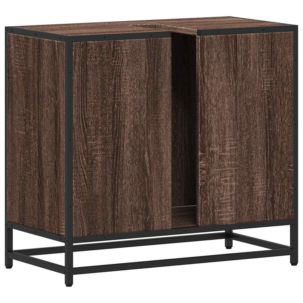 Bathroom Vanity Unit Brown Oak Effect 65 X 33 X 60 Cm