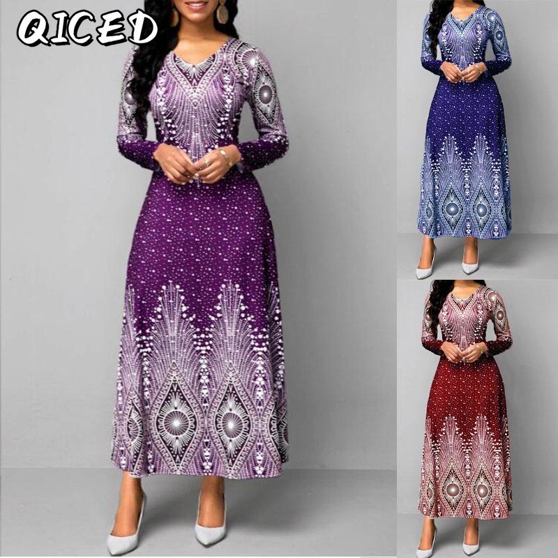 QICED Abiti Casual a Manica Lunga con Scollo a O per Autunno Inverno