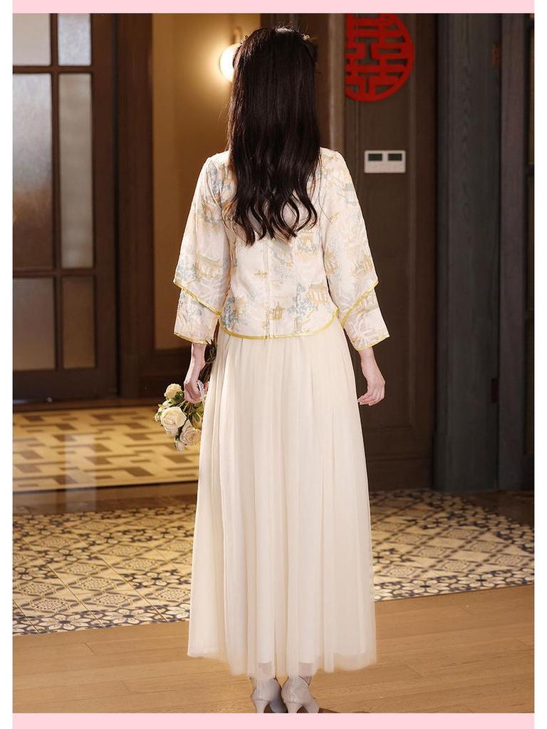 2025 Neuer Stil Champagner Langarm Brautjungfernkleid für Herbst-/Winterhochzeit