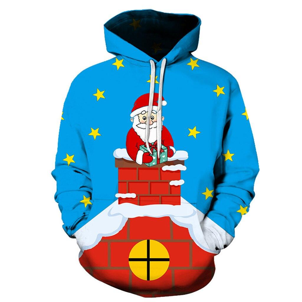 HUASON 3D Druck Hoodie Weihnachten - Kapuzenpullover Mit Rentier Design