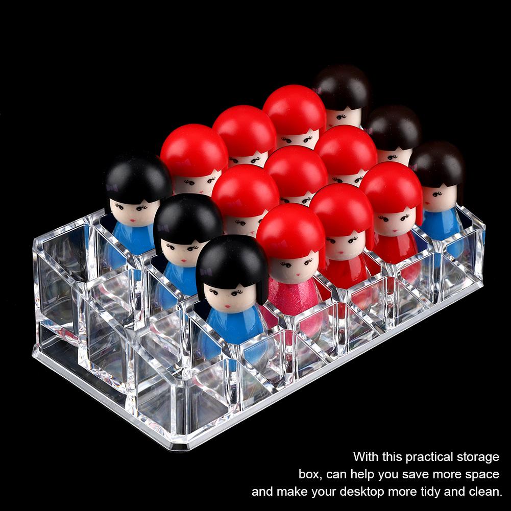 Portable Transparent 18 Grid Mini Cabinets Drawer Jewelry Cosmetic Storage Box for Lipstick