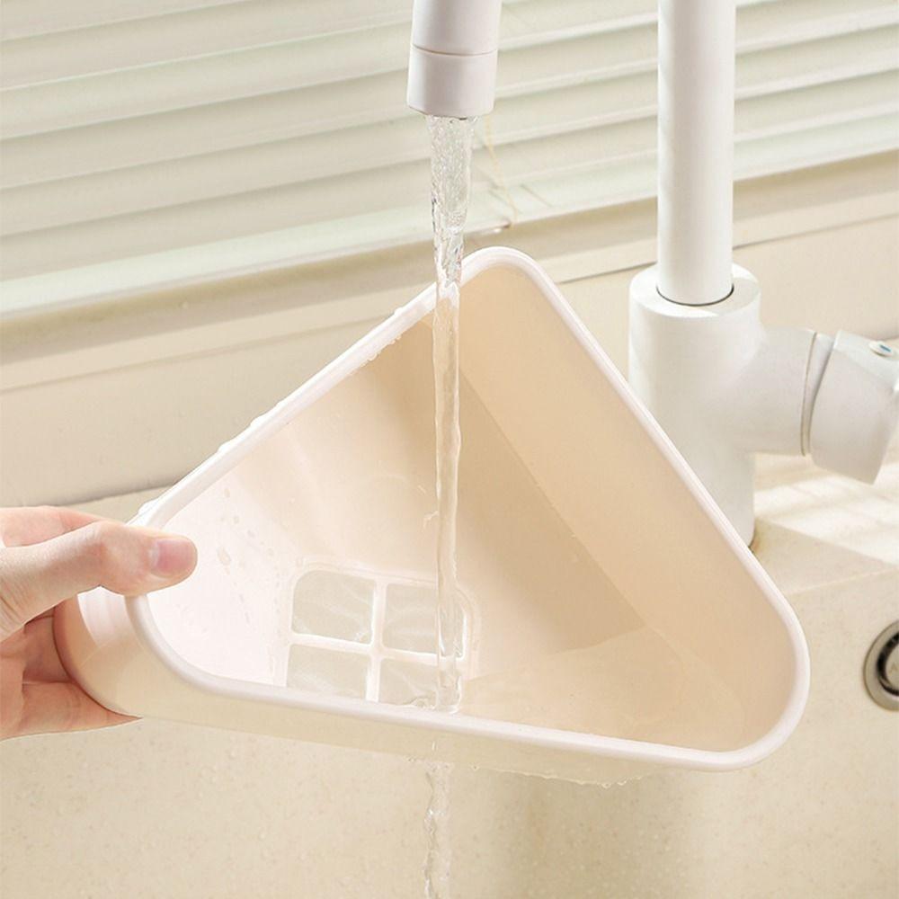 Compact Faucet Drainage Basket Triangle Shaped Triangle Sink Filter Rack  Household Use