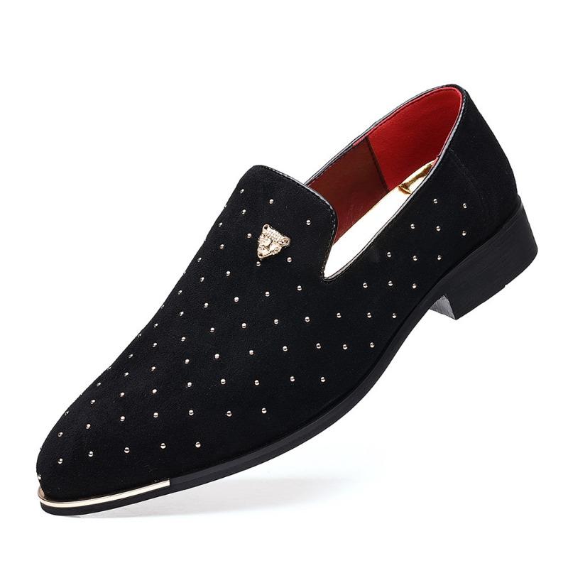 Gorąca sprzedaż Męskie mokasyny Czarny Wiosenny wsuwany zamsz Męskie buty biznesowe Projektant Eleganckie buty wizytowe dla mężczyzn Zapatos Hombre