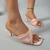Fashion Summer 2025 High Heel Sandals Pink Women's Slippers Women Outdoor Wear Half Slippers Thin Heel Slip-On Shoes Black Sandals