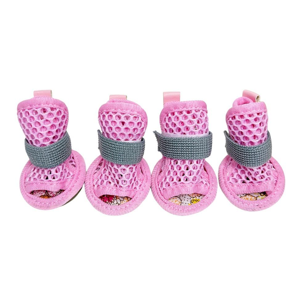 4Pcs Soft-sole Dog Shoes Non-slip Cooling Dog Boots Cute Dog Foot Cover For Small Medium Pets