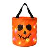 Reusable Holiday Party Favor Bags Halloween Glowing Pumpkin Candy Bag LED Light up Trick or Treat Bucket Lighted Buckets for Kids Waterproof