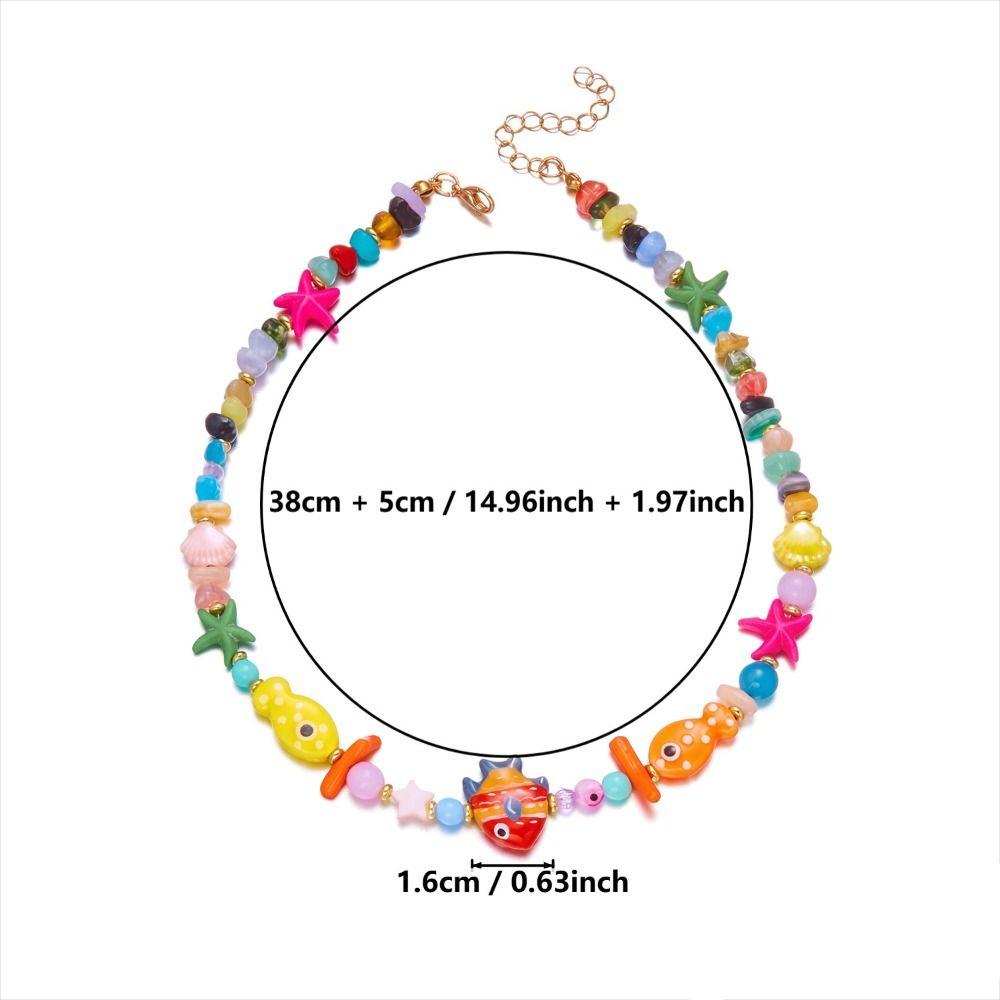 Handmade Bohemian Shell Necklace Colorful Ceramic Ocean Series Necklace For Women