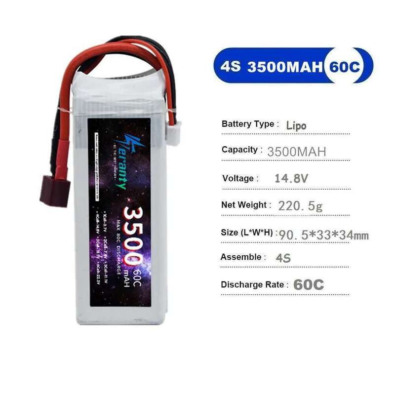 TERANTY 3500MAH 60C 7.4V 11.1V 14.8V 22.2V Lipo Battery 2S 3S 4S 6S For RC Car Quadcopter Drone Airplane Helicopter 2PCS