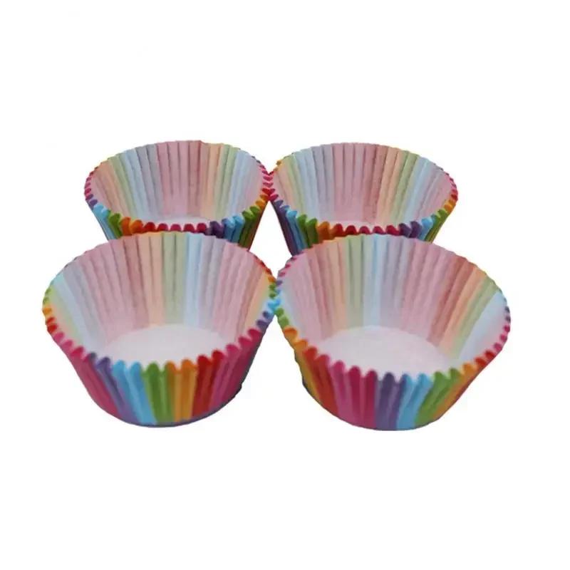 100PCS/set Shape Liner Box Cake Baking Muffin Paper Cup Party Tray Mold Decoration Rainbow Cupcakes of Any Color