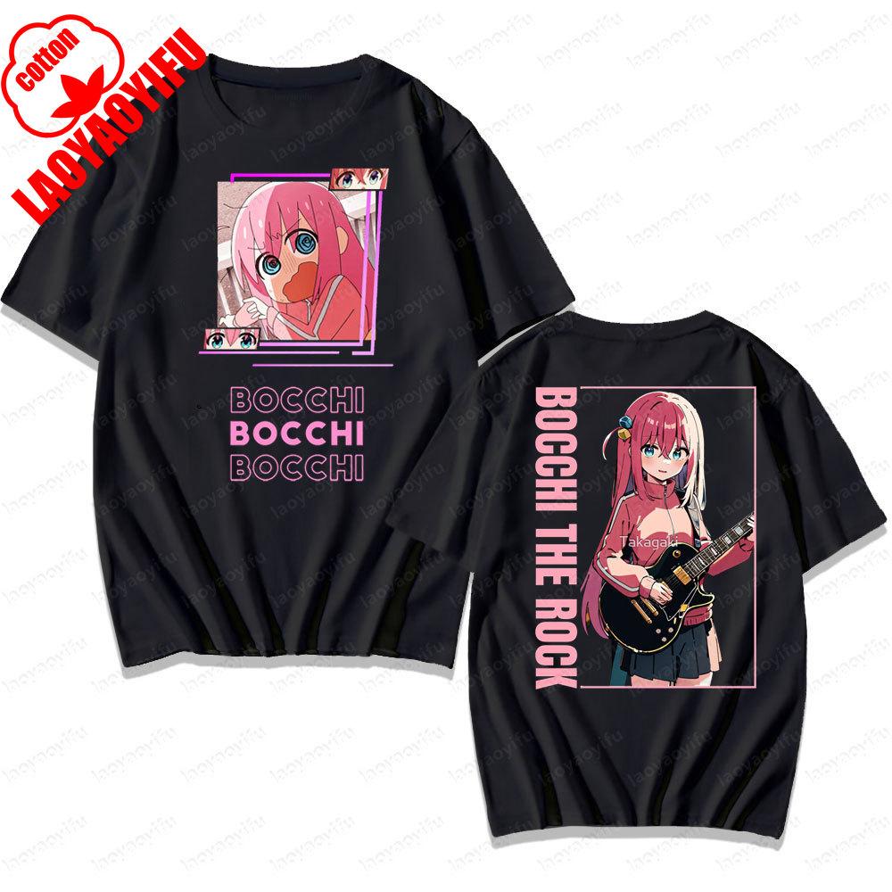 BOCCHI THE ROCK Cute Cartoon Girl Daily Life T Shirt Men Women Universal Crewneck Cotton Short Sleeve Rock and Roll Lover Tee