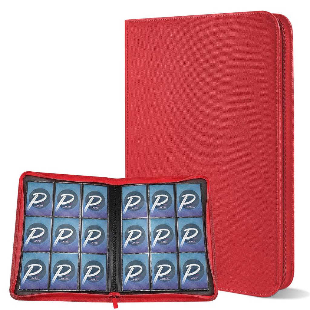 PAKESI Star Card 9 Holds 360 PU Leather for Collecting Star Cards and Other Star Card Collection File File, Pockets, Cards, Cover, Cards, (Red)