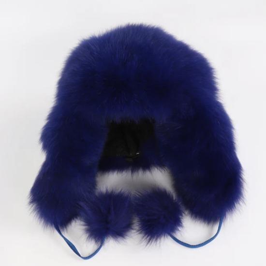 On Sale Real Fox Fur Women's Russian Ushanka Aviator Trapper Snow Skiing Hats Caps Earflap Winter Ladies Fox Fur Bomber Hat