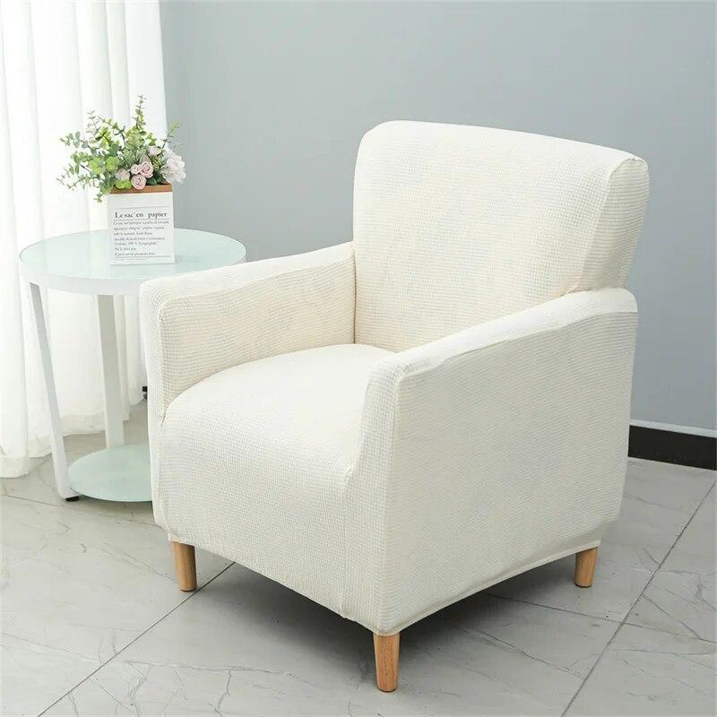 Solid Color Tub Club Armchair Cover Stretch Sloping Arm Back Slipcover Soft Single Small Chair Seater Sofa Covers For Home Club