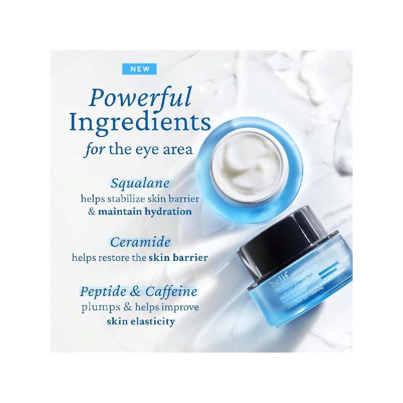 Belif Peptide Eye Bomb 25ml , Przeciwstarzeniowy krem pod oczy na zmarszczki, drobne linie, kurze łapki i worki pod oczami, z ceramidami, skwalanem, kofeiną