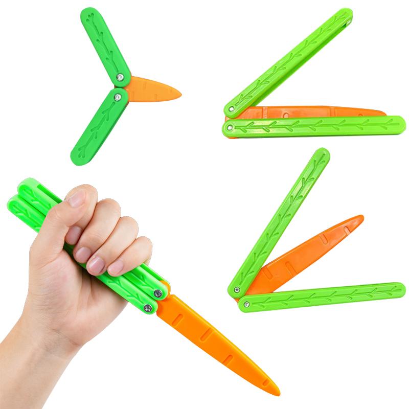 3D-Druck Radieschen Schmetterlingsmesser Gerader Sprung Hochwertiges Schwerkraft Mini Schlüsselanhänger Dekompressionsspielzeug Geschenk Überraschung