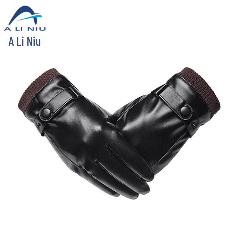 Aliniu ASH05 Winter Warm Touchscreen PU Leather Work Gloves One Size