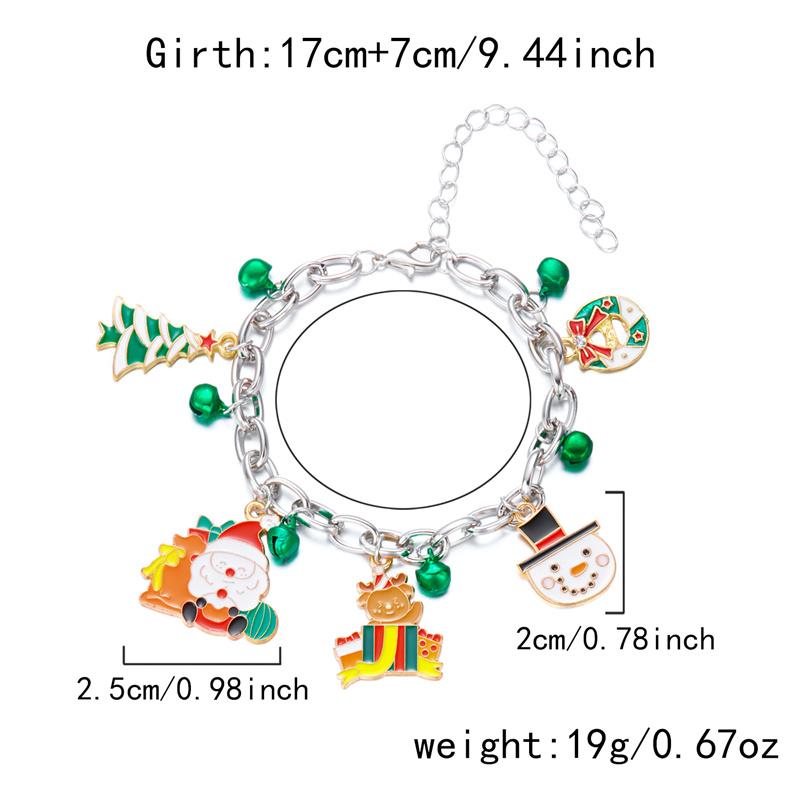 Christmas Tree Stan Claus Snowman Elk Metal Charms Chain Bracelets for Women Girls Xmas Tree Bracelet Jewelry Gift Adjustable