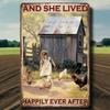 "Little Girls & Chickens: Happy Life" Vintage Tin Sign for Farmhouse Wall Art & Chicken Lovers