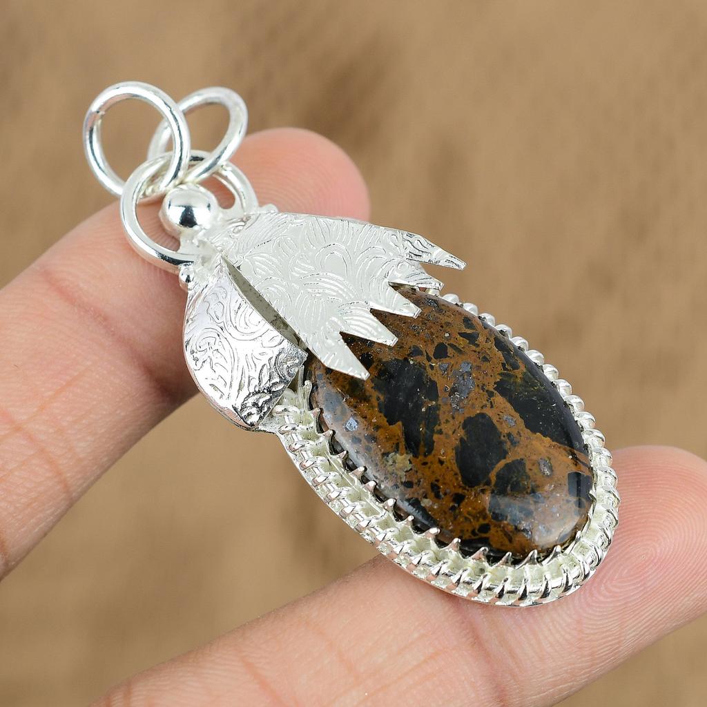 Natürlicher Bauxit Edelstein Anhänger Handgefertigt 925 Sterling Silber Indischer Schmuck