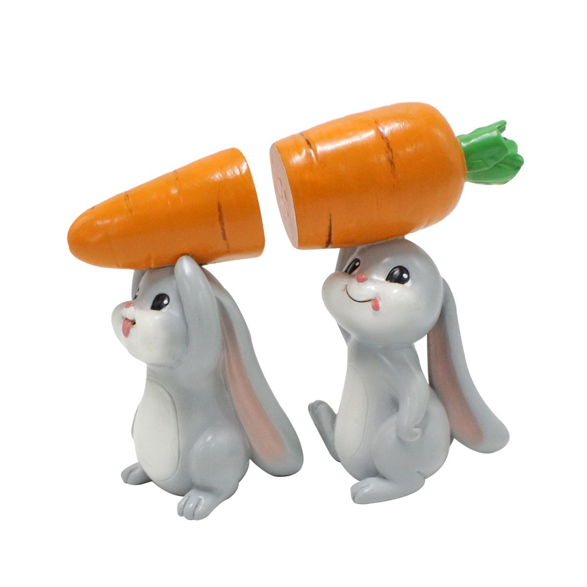 

2pc Easter bunny carrying radish statue ornament, creative garden bonsai decoration ornament, home ornament