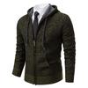Men's Hooded Fleece-Lined Knitted Cardigan - Thick, Plus Size, Autumn/Winter 2023 Collection.