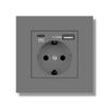 EU Standard Double USB Wall Power Socket,Electrical Socket Wall Plug with Type-c Usb Fast Charing Port 16A PC Panel Outlet 220V