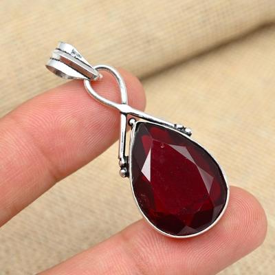 Amazing Red Garnet Gemstone Solid 925 Sterling Silver Handmade Jewelry Gift Pendant
