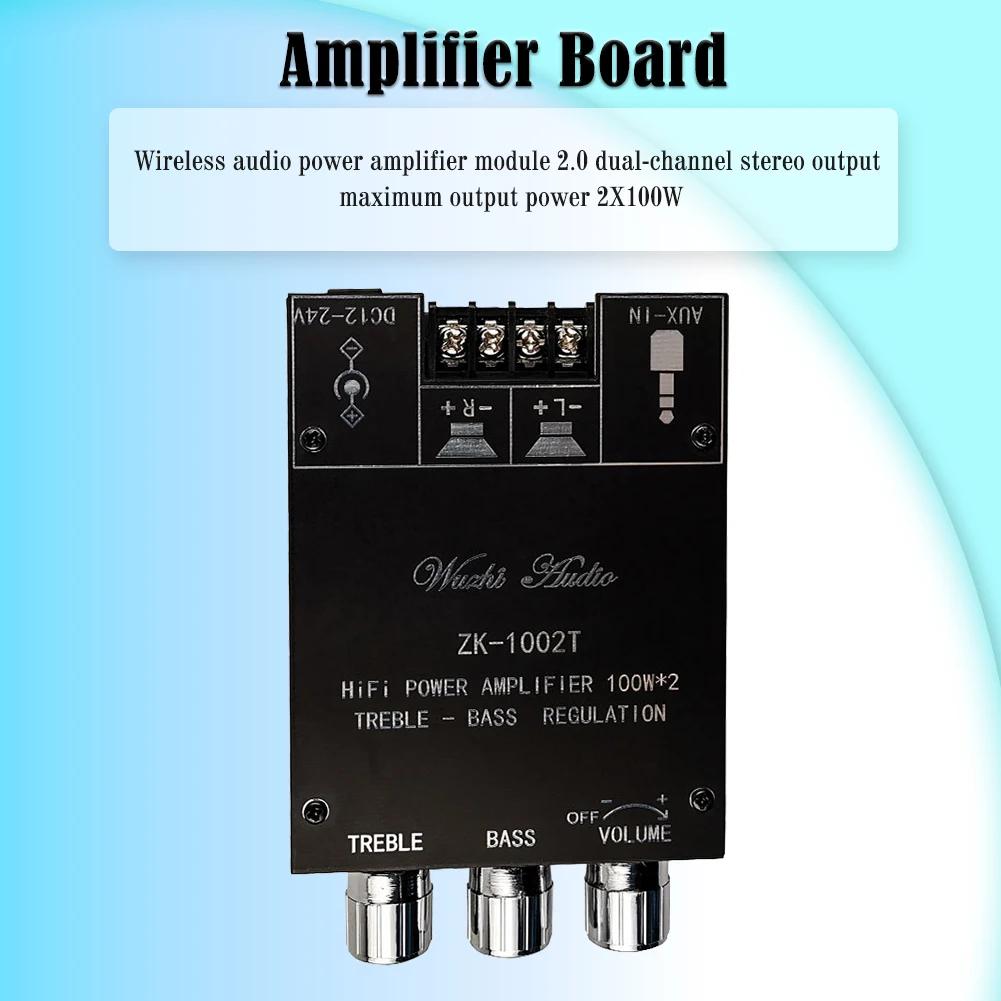 ZK-1002T Bluetooth-Compatible Amplifier HIFI 2.0 Channel 100Wx2 Audio Module Kit Adjustment Subwoofer Amplifier Board Channel