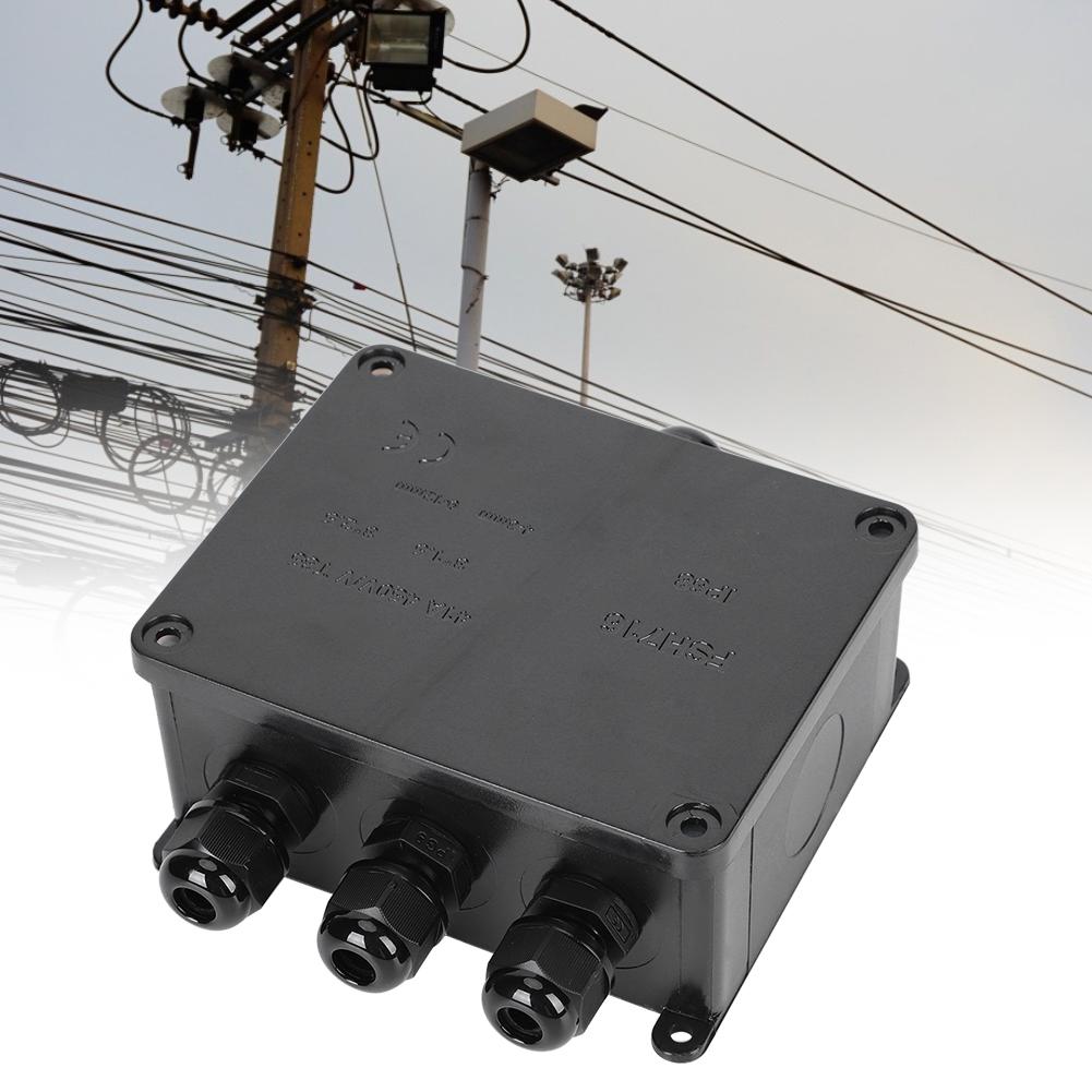 

Водонепроникна розподільна коробка Зовнішній кабельний з єднувач Корпус для електроніки IP68 PC Чорний