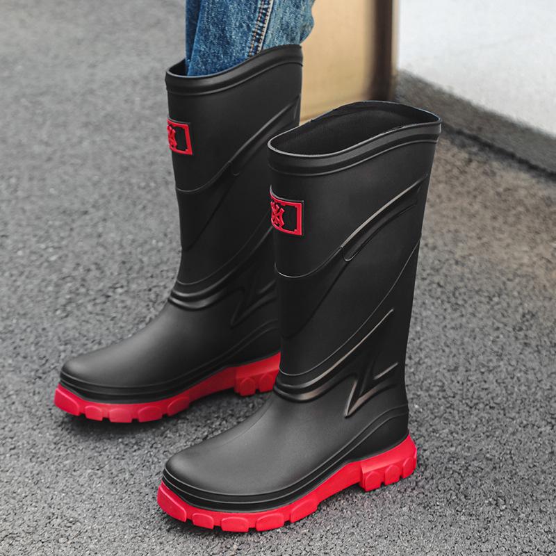 

Trendy versatile tall tube men s rain shoes waterproof and non-slip, rain boots, fishing and sea car wash work rubber shoes 40