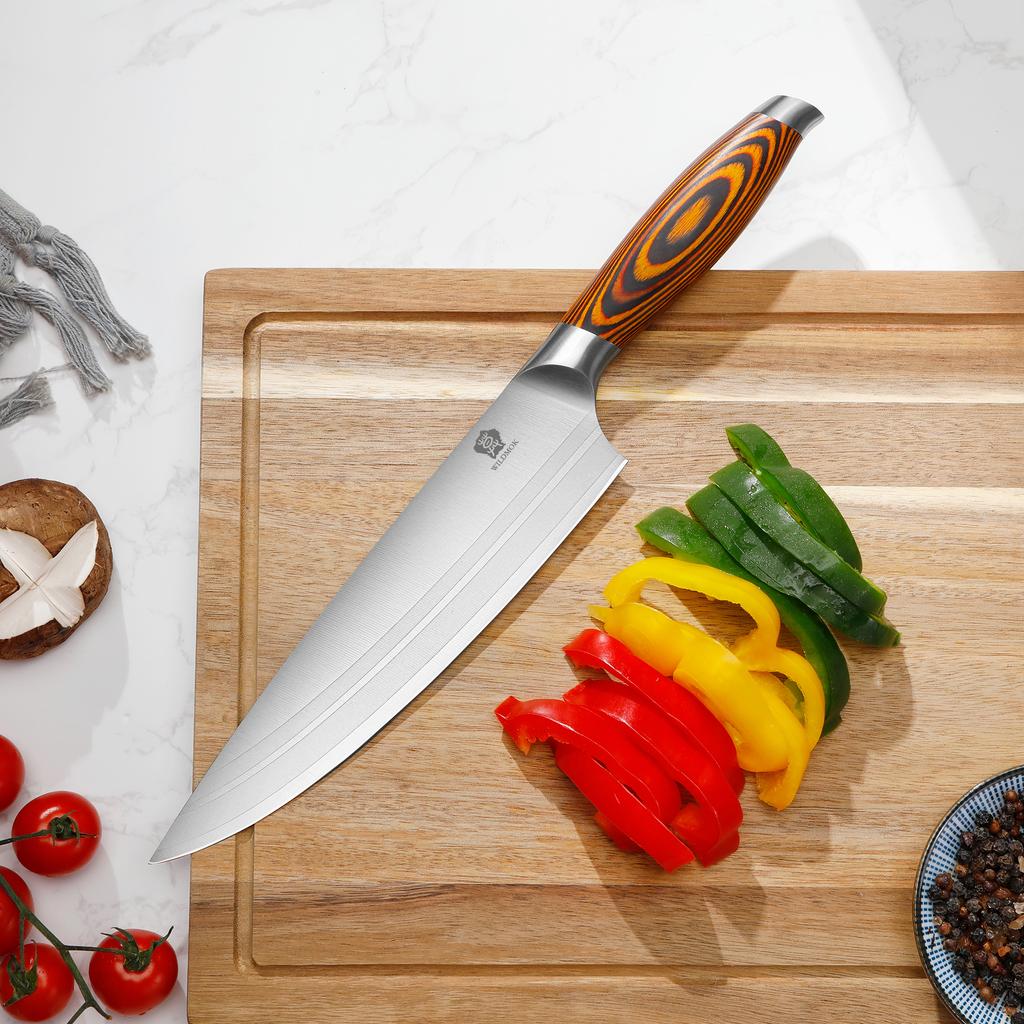 WILDMOK 8 Inch Stainless Steel Chef Knife Premium Quality Kitchen Tool for Slicing Premium Chef Knife for Kitchen Use