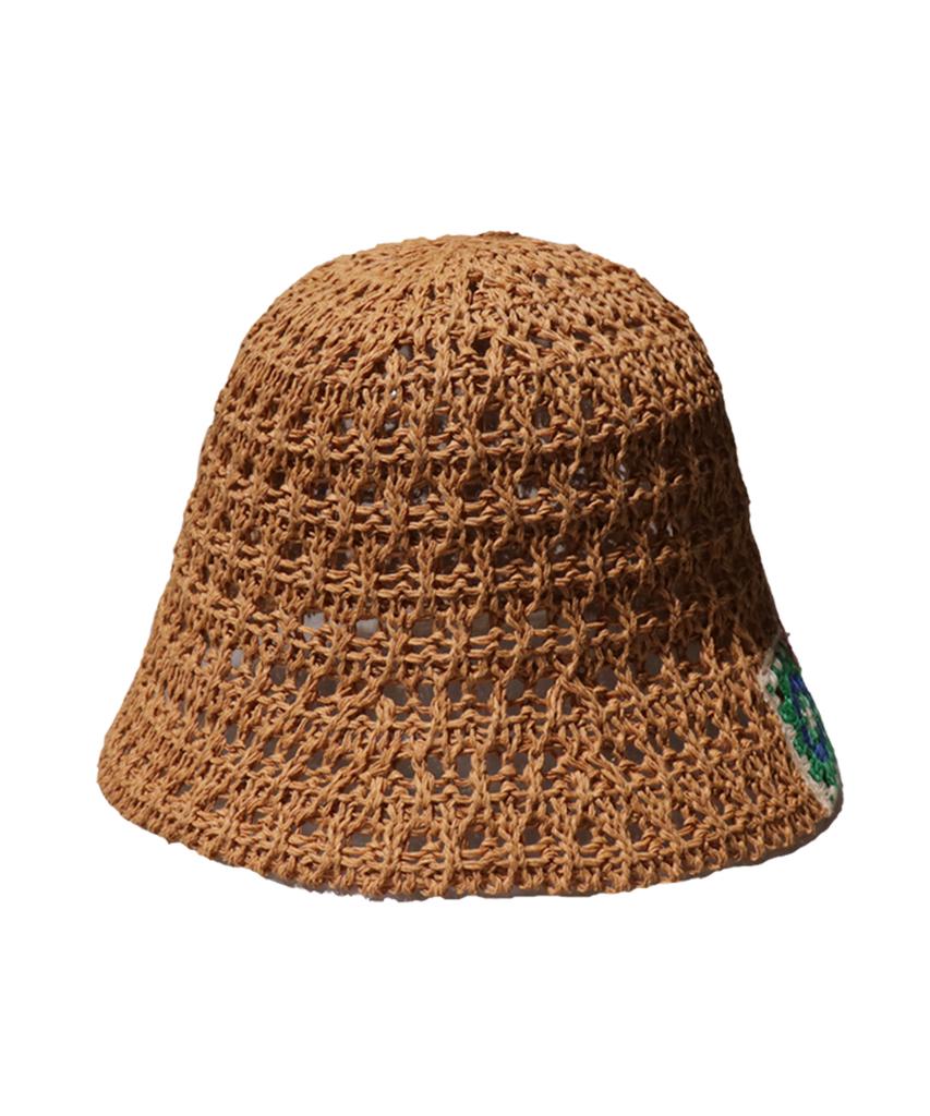 Elkebeullum Flower Net Brown Bucket Hat