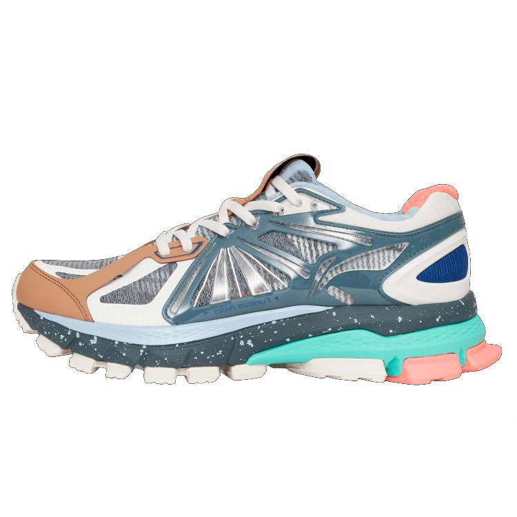 

New LiNing Running Shoes Men Low Top Blue/Silver/White/Apricot ARHR093-3 39.5