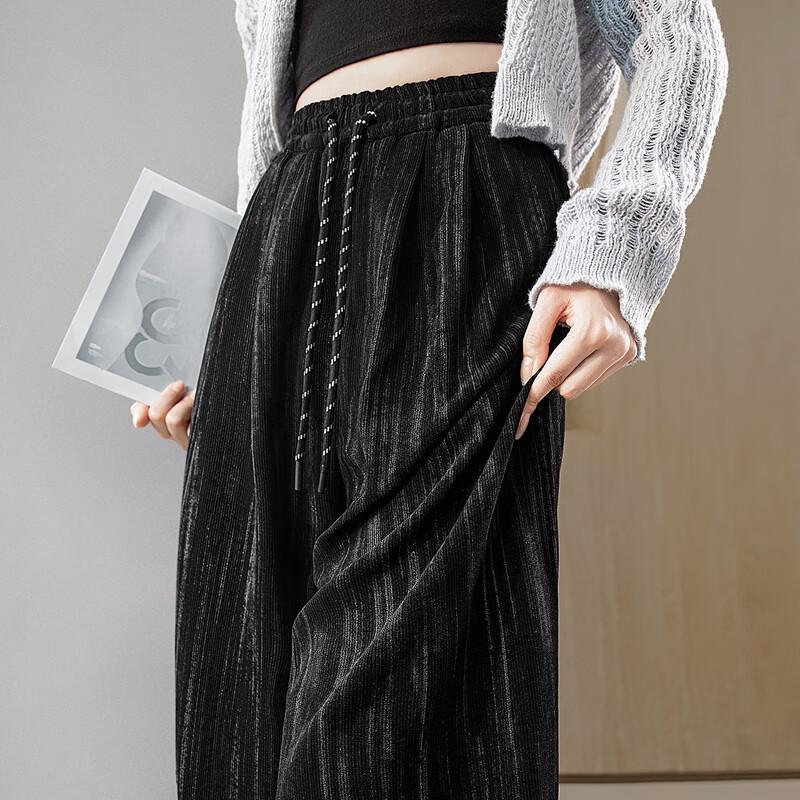 Sibaishe Women's Elastic Waist Tie-Dye Wide-Leg Drawstring Casual Pants