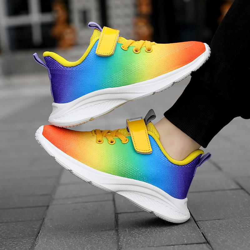 Fashion Pink Purple Kids Sneakers Knit Breathable Children's Sneakers Lightweight Casual Sports Shoes For Girls Boys Trainers