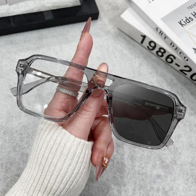 Fashion Square Women Sunglasses Plasitc Photochromic Spectacle Eyeglass Frame Men Vintage Retro For Female Sun Glasses Uv400