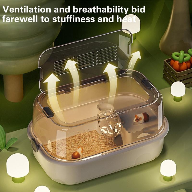 Large Space Hamsters Cage with Ventilated Lid Clear Pet Cage Indoor Resting Sleep Villa for Chinchillas Guineapigs