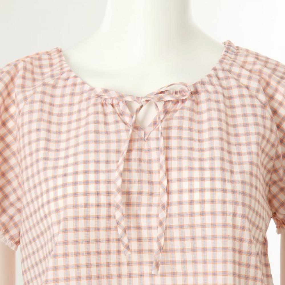 Venus Pastel Check Cotton Polyester Homewear Top[vevs128w]