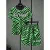 Fashion Men's Set Tiger Zebra Stripe Colorful Printed Men's T-shirt and Shorts 2 Piece Set Summer Casual Outdoor Men's and Women's T-shirt Sets