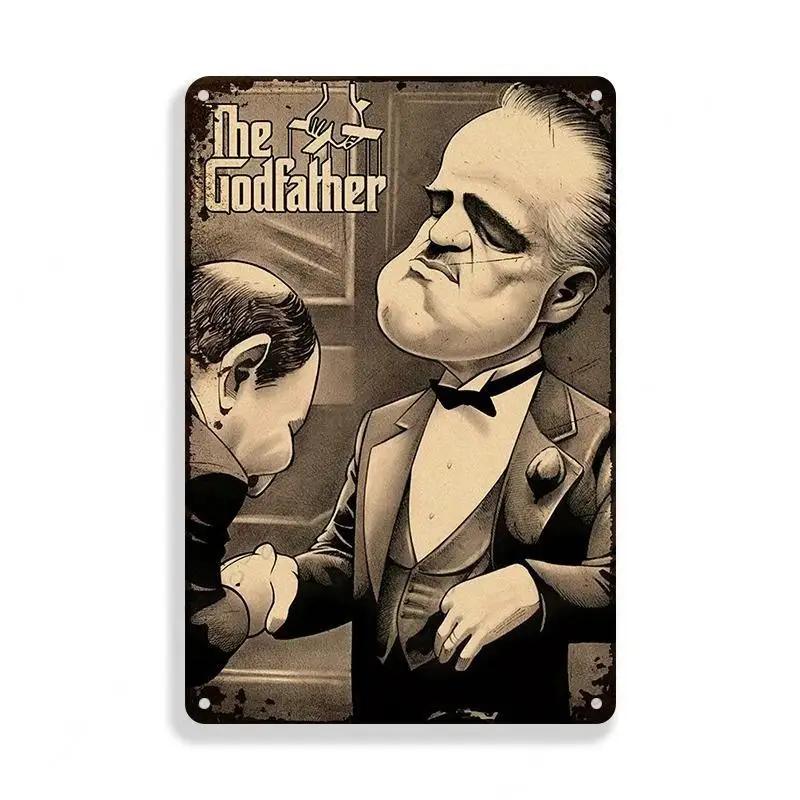Retro Vintage Metal Tin Poster  The Godfather Sign Plaque for Bar Club Home Wall Decor  Classic Movie Wall Plate Pendant