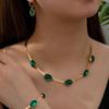 4Pcs Bracelet Green Rhinestone Jewelry Set Vintage Crystal Jewelry Suit  Banquet