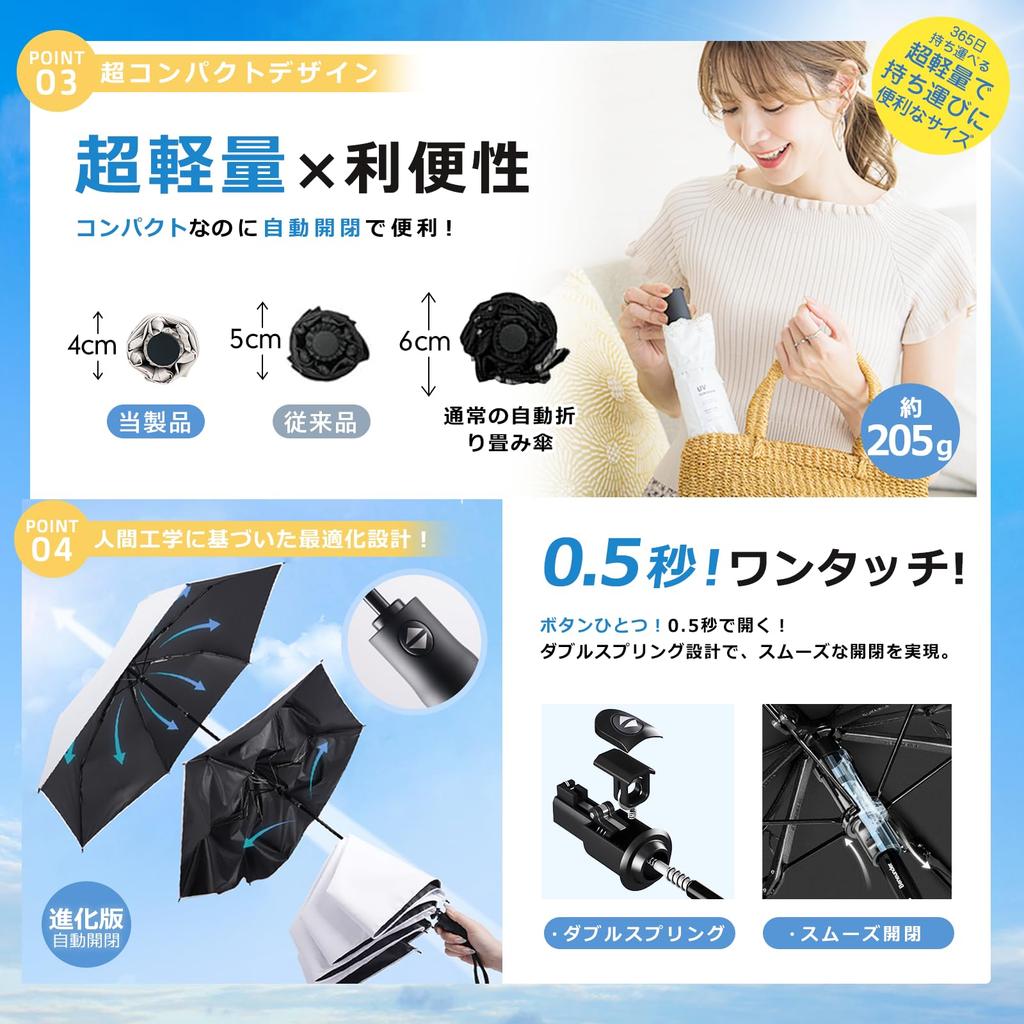 Evolutionary Folding Umbrella with UV Perfect for Rainy and Sun Protection Lilac Ash mocomoco's One-Touch Parasol, Windproof, Water-Repellent,