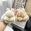 Plush Bowknot Bunny Keychain Fuzzy Faux Fur Rabbit Animal Doll Key Ring Holder DIY Handbag Pendant Backpack Decoration Kids Adults Birthday Gift