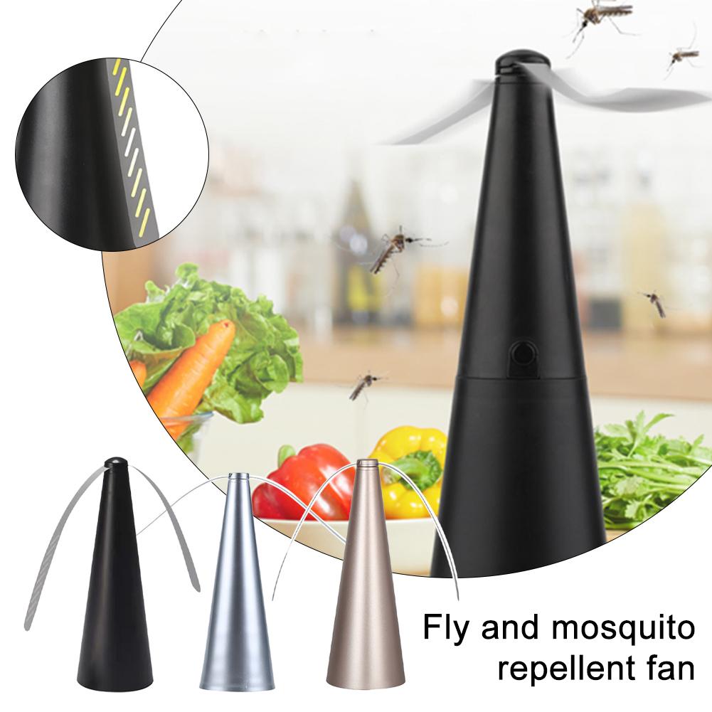 Outdoor Fly Bug Repeller Kitchen Dining Table Meal Pest Fan Desktop Tabletop Electric Battery Operated Food Protector Tool