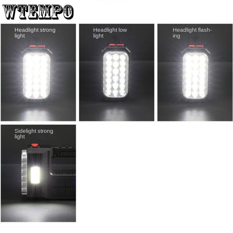 LED Portable Searchlight USB Rechargeable Lighting Outdoor Waterproof Flashlight with Side Light Solar Flashlight