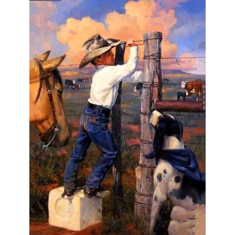 5d Diy Diamond Painting Child Dog Farm Home Decor Diamond Embroidery Girl Boy Animal Mosaic Crystal Hobby