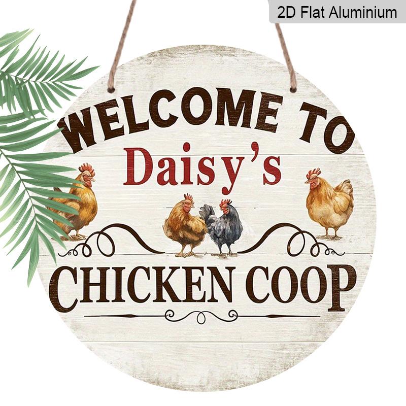 2D Flat 1pc, 8x8 in, Aluminum Metal Decorative Signs & Plaques, Welcome To The Chicken Coop, Front Porch Living Room Bedroom Home Decor, Rustic Wall