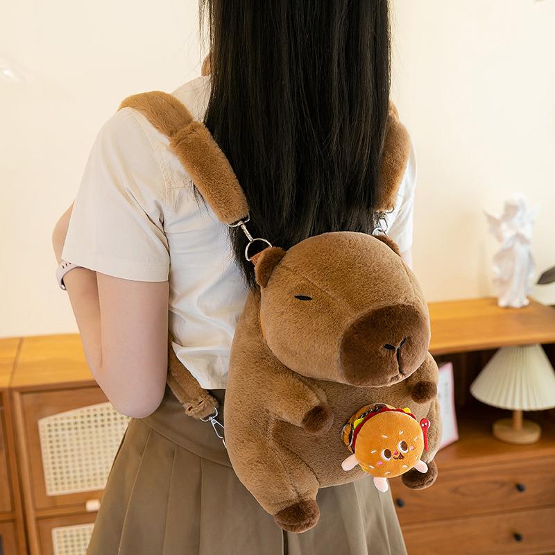 Capybara Bag, Cute Children's Simulated Animal Toy Bag, Plush Backpack.