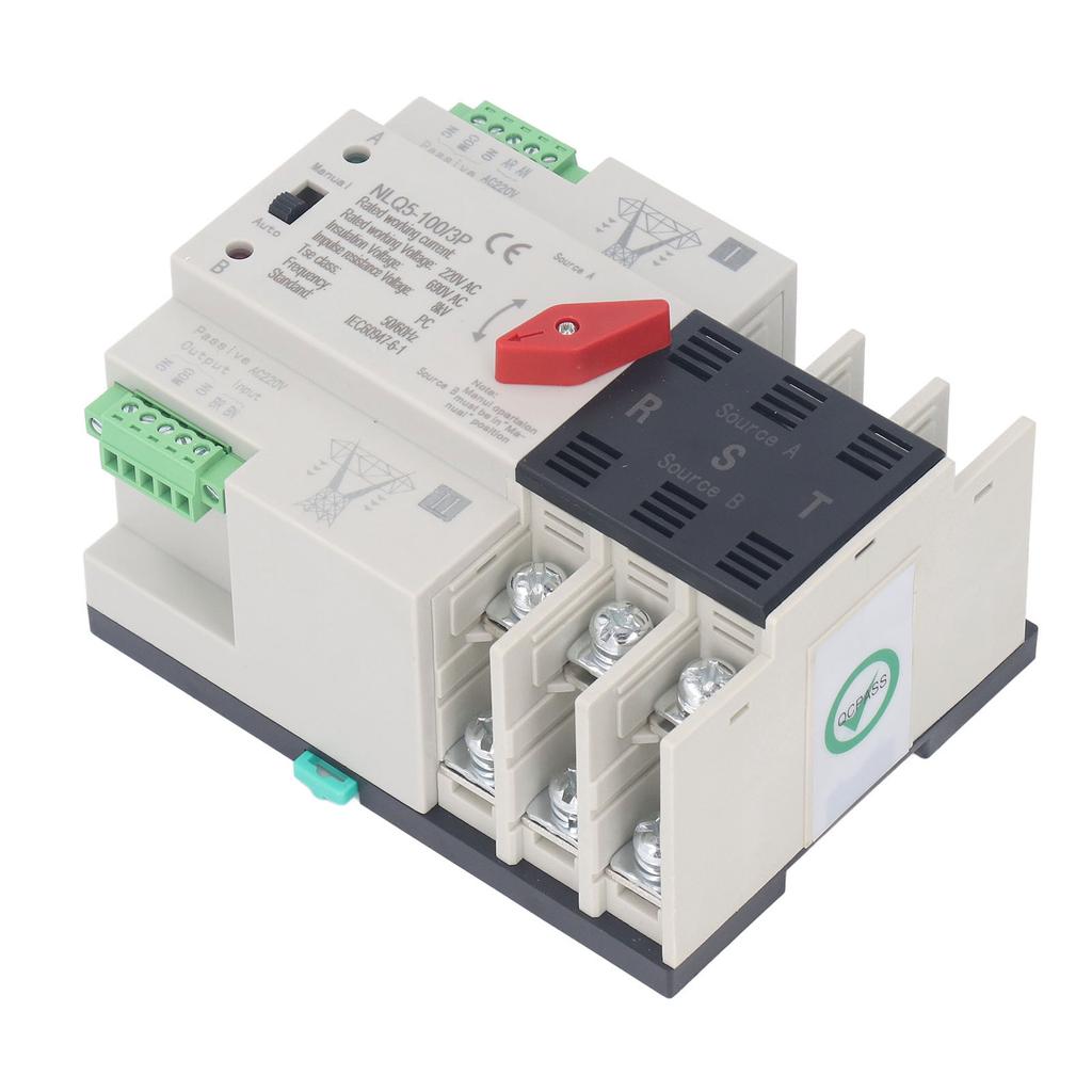  Power Automatic Transfer Switch 3P Fast Switching Control Switch Silver Contact AC 220V for Saf